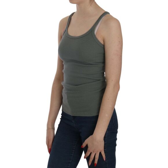 PINK MEMORIES Ribbed Tank Top Sleeveless Round Neck Women Green Tops & T-Shirts - Picture 3 of 5